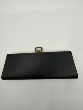 Black Vintage Rectangular hard eyeglass case with Brass Frame